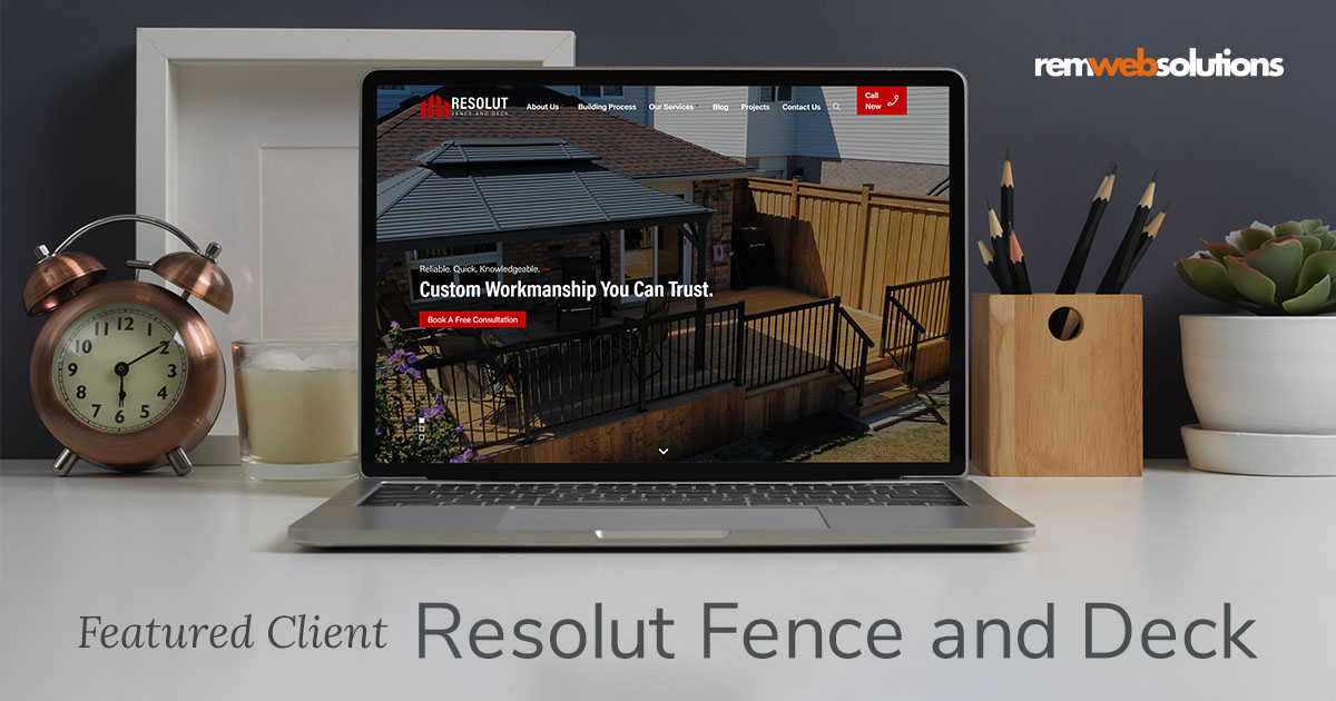 Resolut Fence and Deck website on a computer monitor